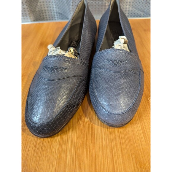 Rick Pallack Snakeskin Navy Blue Loafers Shoes Designer Size 10 Men's (Y06) - Picture 6 of 6